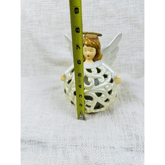 QVC Christmas Decor Porcelain ANGEL Luminary with Flameless Candle, Battery Oper - Picture 7 of 10
